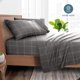 thumbnail image 2 of Juego de Sábanas Ultra Suaves Bare Home Colección Premium 1800 4 Piezas Tamaño Queen Cuadros Modernos Gris/blanco, 2 of 7