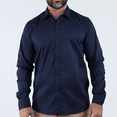 thumbnail image 3 of Camisa de Vestir Moda Manga Larga Slim Fit Azul Marino Para Hombre, 3 of 4