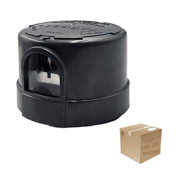 10 Pzs Interruptor Fotoelectrico Multivoltaje 120-240V negro 8.1cm