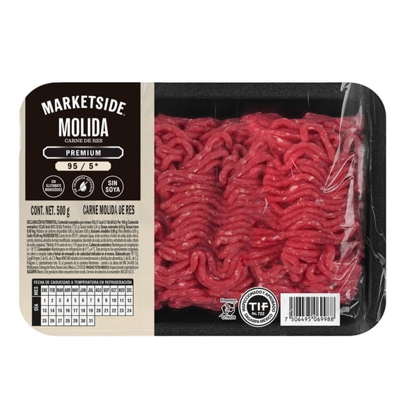 Carne Molida De Res Marketside 95/5 Fresca 500 G