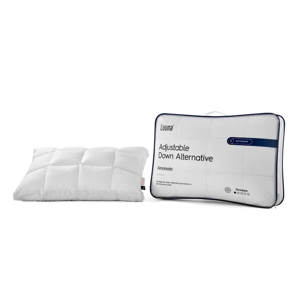 Luuna Almohada Ajustable Down Alternative, tamaño Estándar. Funda 100% algodón, Alto Confort y Relleno Ajustable. Hipoalergénica y anti&aacu Luuna NA