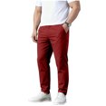 thumbnail image 4 of Amzcrzy Pantalones Clásicos Hombre Color Liso Cintura Elástica Cómodos Transpirables Elásticos Moda Informal Senderismo Pescar Correr Ejercicio Bolsillos Tallas S-3XL Rojo, 4 of 8