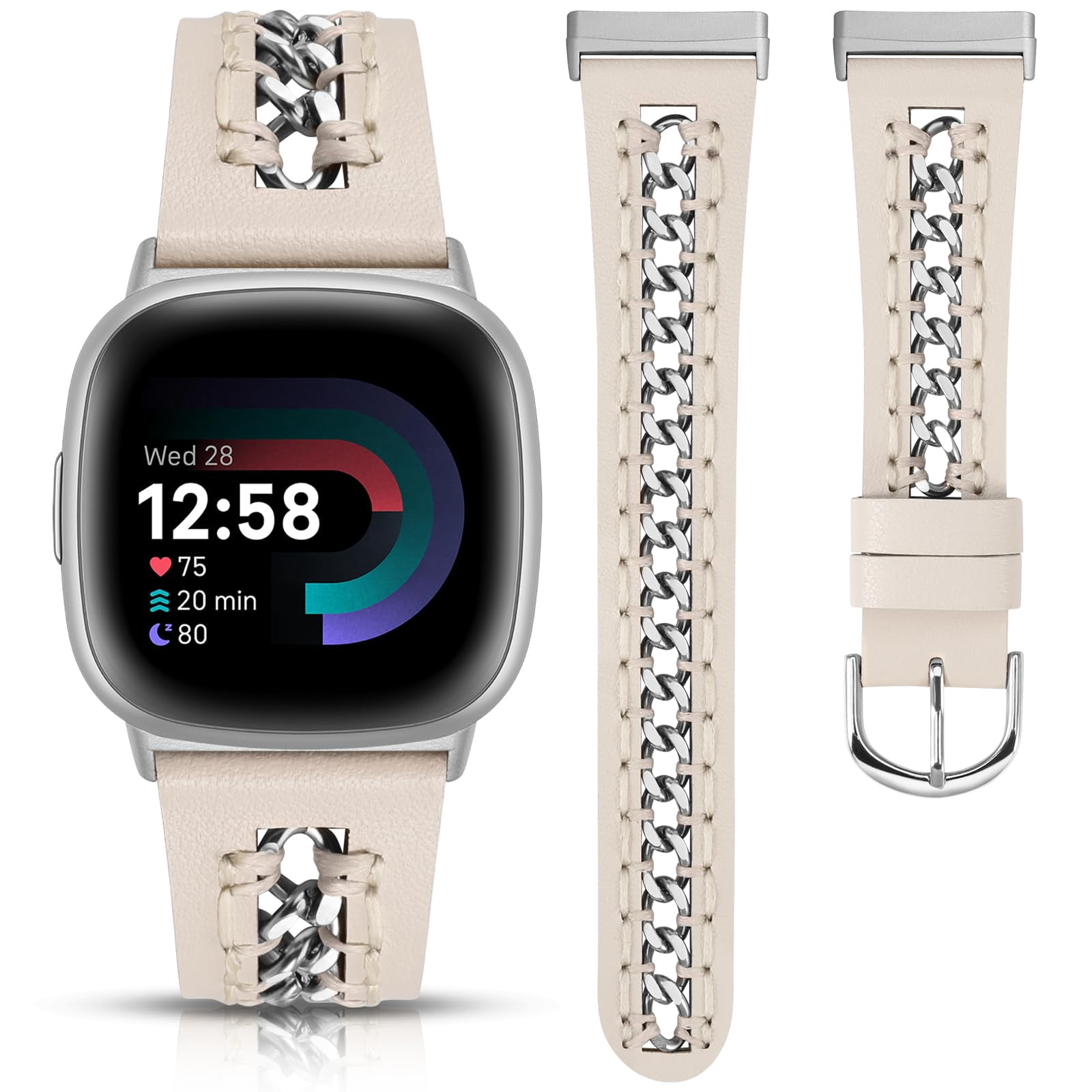 Correa de piel Minyee para Fitbit Versa 4