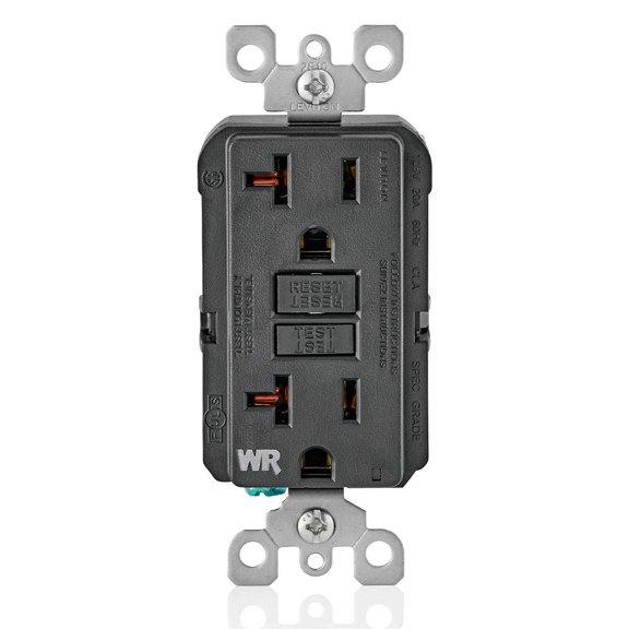 Enchufe GFCI Leviton, resistente a la intemperie, 20 A, autotest, negro