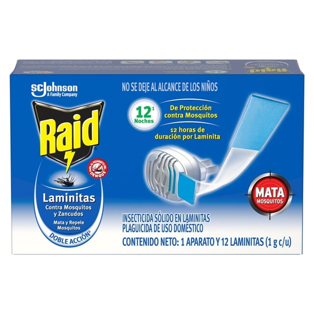 Insecticida Sólido Raid Laminitas Contra Mosquitos y Zancudos Aparato y 12 Repuestos