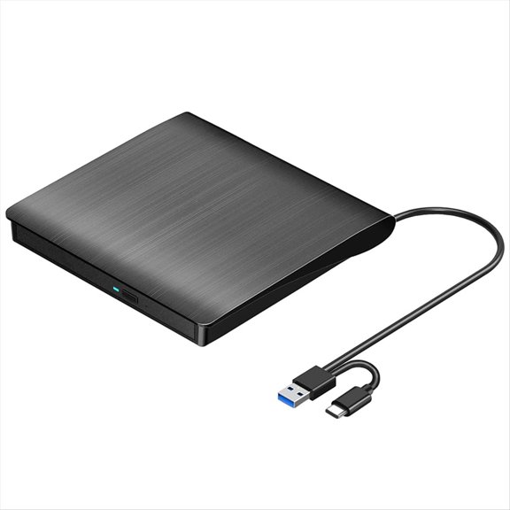 Unidad Externa de CD DVD +/-RW, USB 3.0 y USB-C Reproductor PortáTil de Grabadora de CD y DVD ROM Lector Escritor Regrabador Unidad de Disco,Negro