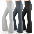 thumbnail image 1 of BIG ELEPHANT 3 Packs de Leggings Acampanados para Niña con Bolsillos Laterales, Pantalones Acampanados de Cintura Alta para Baile, 1 of 8