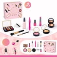 thumbnail image 1 of Set de maquillaje de imitación para niñas | Kit de cosméticos con sombra de ojos, brillo de labios y pinceles | Juego de maquillaje de plástico lavable para niñas., 1 of 5