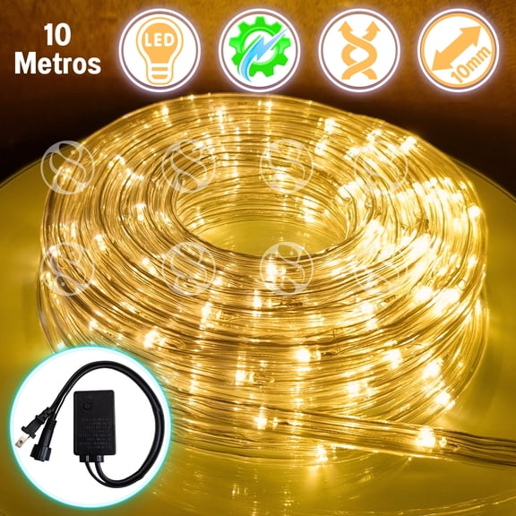 Manguera Navideña decorativa LUZ led BLANCO CALIDO 10 metros DOSYU DY-ICE10M-MT-2C