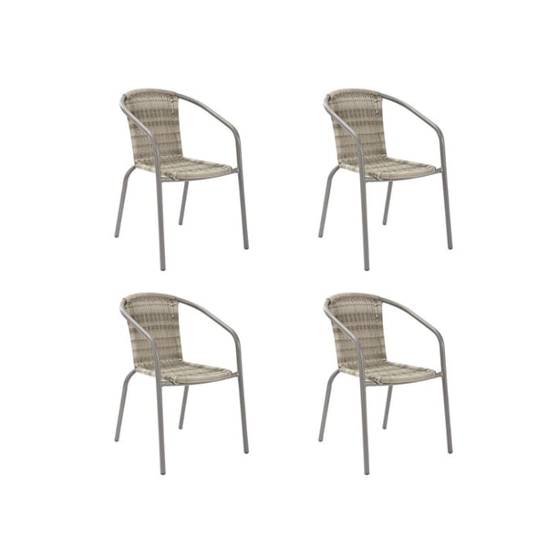 Set de 4 Sillas para Jardín, Tipo Ratán, Naterial, Modelo Elias, Nuevas