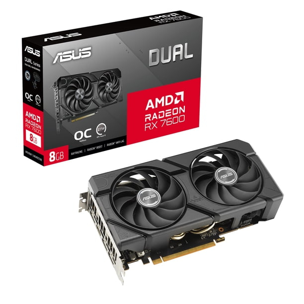 Tarjeta de Video ASUS Dual Radeon RX 7600 EVO OC Edition 8GB GDDR6 DUAL-RX7600-O8G-EVO