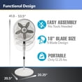 thumbnail image 4 of Ventilador de pedestal Lasko Cyclone 1885, 18 pulgadas, 3 velocidades, blanco, 4 of 9