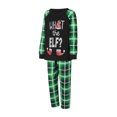 thumbnail image 3 of Pijamas navideños familiares a juego, camisetas de manga larga con estampado de elfos y letras + pantalones a cuadros. Pijama que brilla en la oscuridad., 3 of 10