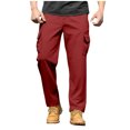 thumbnail image 1 of Amzcrzy Pantalones Clásicos Hombre Color Liso Cintura Elástica Cómodos Transpirables Elásticos Moda Informal Senderismo Pescar Correr Ejercicio Bolsillos Tallas S-3XL Rojo, 1 of 8