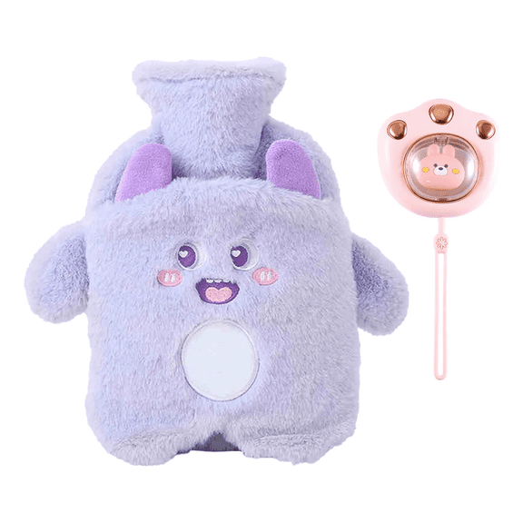 Cute Funda De Agua Caliente De Peluche Y Calentador De Manos Xtellar morado