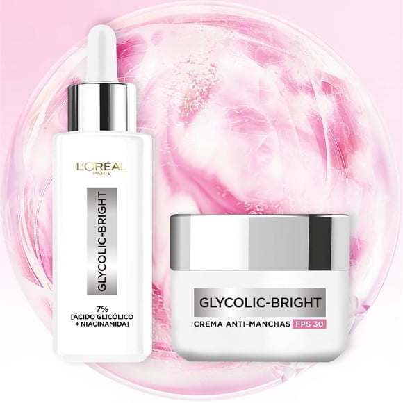 Kit Duo Anti-manchas L'Oréal Paris Glycolic Bright con Ácido Glicólico y Niacinamida