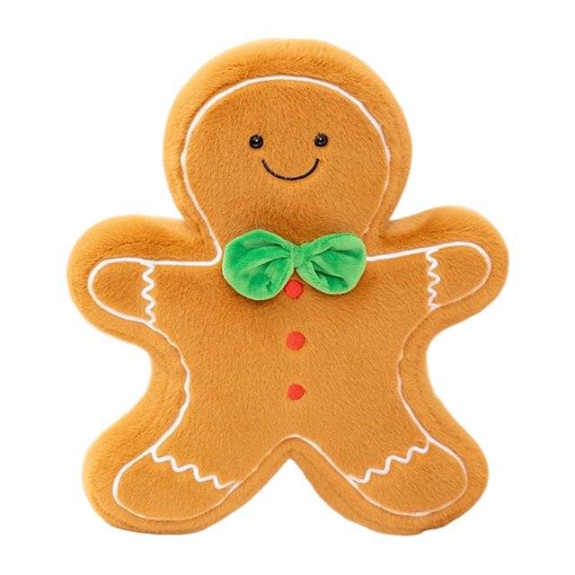 Cojín navideño de peluche, decoración navideña, muñeco de dibujos animados, suave y novedoso. Niño de jengibre