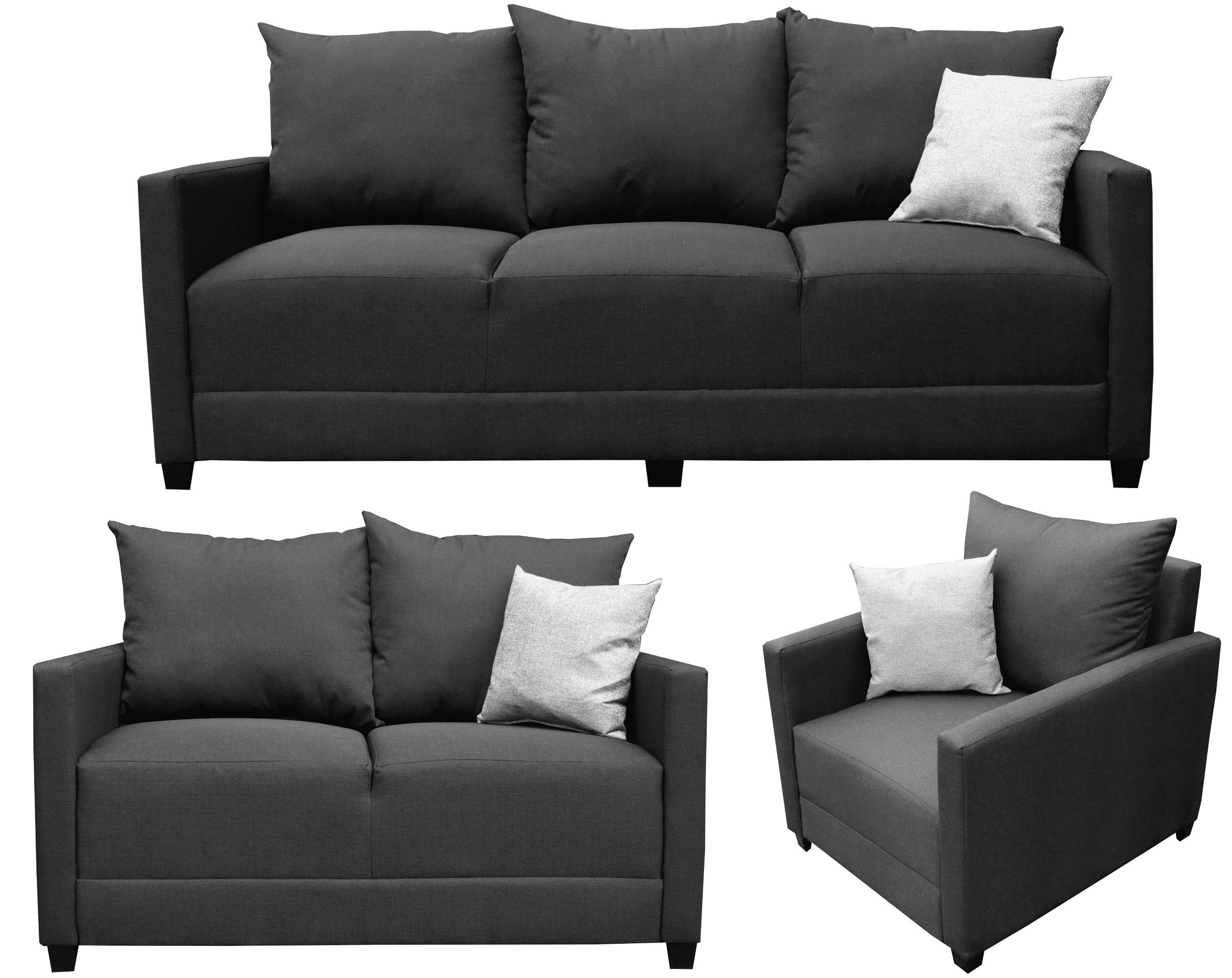 Sala Modular 3-2-1 El Bazar Store Atlanta Lino Gris Oxford Sofa Love seat sillon