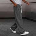 thumbnail image 2 of Amzcrzy Pantalones Deportivos Hombre Clásicos Color Liso Cintura Alta Elástica Cordón Pierna Recta Holgados Anchos Cómodos Con Bolsillos Tallas S-2XL Gris, 2 of 7