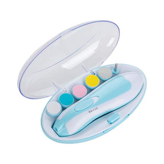 Kit de lima de uñas eléctrica para bebé | Cortauñas y pulidor seguro para recién nacidos, bebés, niños pequeños y adultos | 5 almohadillas de repuesto | Luz LED | Funcionamiento silencioso