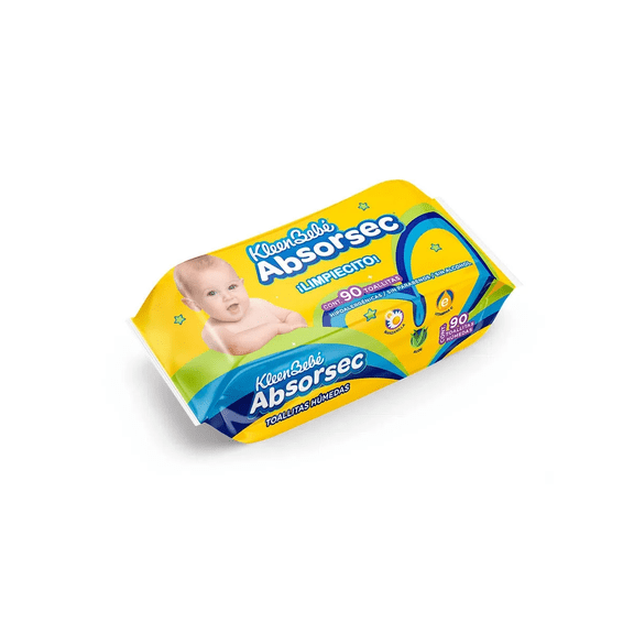 Toallitas kleenbebe absorsec paq. 90 toallitas.