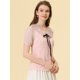 thumbnail image 4 of Allegra K Blusa Informal De Manga Corta Con Escote Plisado Y Lazo para Mujer Rosa claro M, 4 of 4