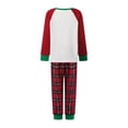 thumbnail image 3 of Conjunto de pijama navideño familiar a juego, camisetas de manga larga con estampado de renos y pantalones a cuadros. Ropa de dormir navideña., 3 of 9