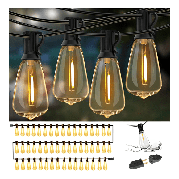 Luces Led Exterior 30 Metros de Largo 50+2 Focos Led Impermeable Xtellar dorado