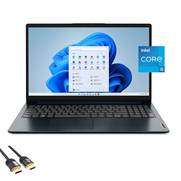 Lenovo IdeaPad 15.6 FHD Laptop, 10-Core i5-1235U, 8GB RAM, 256GB SSD, HDMI Cable, Win 11, Abyss Blue