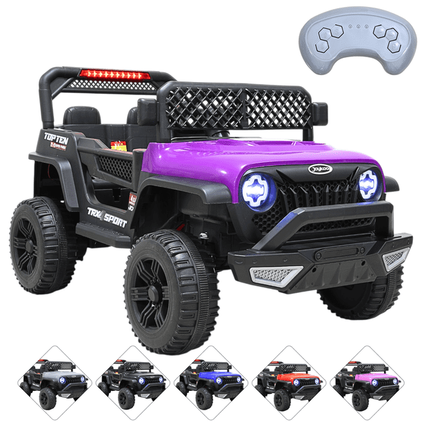Camioneta Montable Eléctrica para Niños Luces y Bluetooth Música Control Remoto Doble Motor Modo Mecedora y Batería 12V - Morado