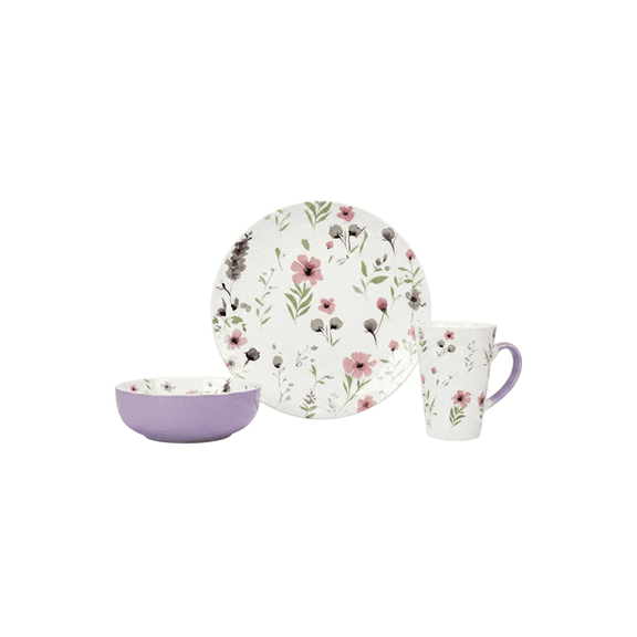 Vajilla de Porcelana 12 Pzas, 4 Personas - AMINA - Crown Baccara