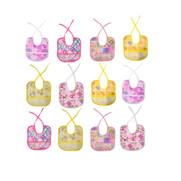 12 Piezas Baberos Para Bebe Tela Multicolor