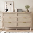 thumbnail image 1 of Yeshouse Cómoda de 6 cajones para el dormitorio, cómoda de ratán Natural con asas de Metal de oro, cajoncasa de campo con 5 patas fuertes para la sala de estar, pasillo, entrada, 1 of 7