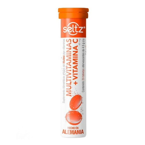Suplemento alimenticio Seltz 60 mg 20 tabletas efervescentes sabor naranja