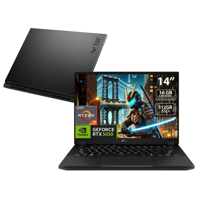 Laptop ASUS TUF Gaming 14: Ryzen 7 260 (hasta 5.1 GHz), RAM 16GB LPDDR5, SSD de 512GB, Pantalla 14" LED, (2560 x 1600), 165Hz, RTX 5050 8GB GDDR7, Windows 11 Home.