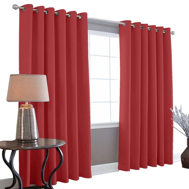 Cortinas Blackout MELOCOTTON HOGAR 275cm Ancho X 215cm De Largo 2 Paneles 100% Microfibra Poliéster ROJO