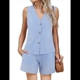 thumbnail image 1 of Traje Corto de Dos Piezas para Mujer, de , con Cuadros, Chaleco Azul XL, 1 of 7