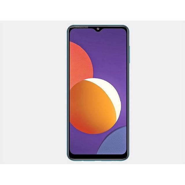 samsung galaxy m12 m127f dual sim 64gb/ 4gb ram, gsm unlocked - green vista frontal centrada del Samsung Galaxy M12 (SM-M127F/DS) en verde, pantalla Infinity‑V de 6.5" (16.55 cm) con notch en forma de gota, marcos estrechos y botón lateral de encendido visible; muestra un fondo abstracto; 64 GB almacenamiento, 4 GB RAM y batería de 6000 mAh según especificaciones; a menudo usado como teléfono secundario para viajes.