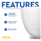 thumbnail image 4 of Atmos Homeware Macetas Decorativas para Interior y Exterior |  1 Maceta Grande de Plástico con Capacidad para 45 Litros | Modelo Kun color Blanca 1 Piezas., 4 of 6