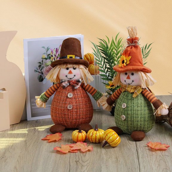 Decoración de Espantapájaros Girasol - Decoraciones para el hogar del Festival de Acción de Gracias y Otoño - Figurita de poliéster 12,5x12,5x32cm