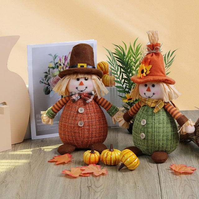 Decoración de Espantapájaros Girasol - Decoraciones para el hogar del Festival de Acción de Gracias y Otoño - Figurita de poliéster 12,5x12,5x32cm