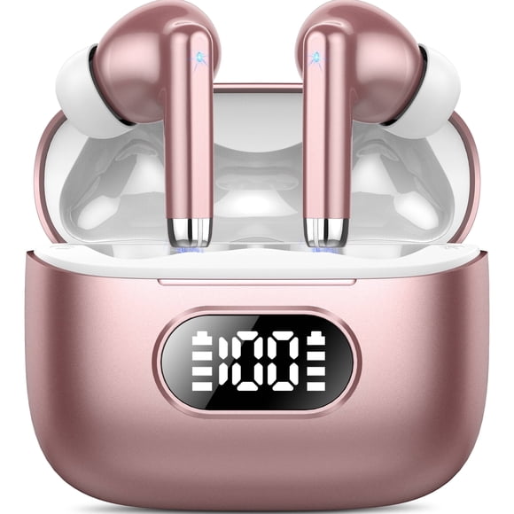 Audífonos Inalámbricos, Audífonos Bluetooth 5.3 con 60 Horas de Reproducción, Pantalla LED, Sonido Estéreo HiFi, Audífonos Impermeables in-Ear con 4 Micrófonos para Android y iPhone