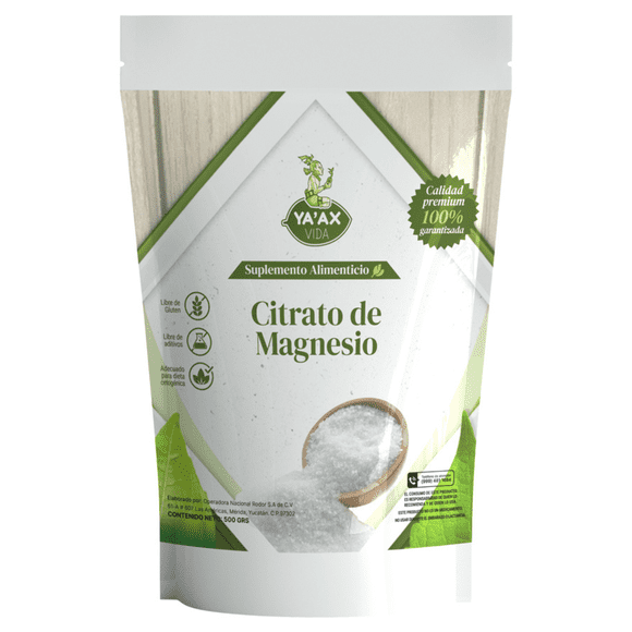 Citrato de Magnesio YAAX VIDA  Citrato de Magnesio en Polvo 500grs