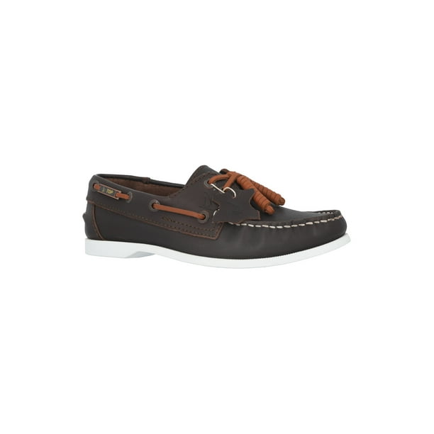 Zapato estilo Top Sailer Top Sailer piel genuina color café suela blanca talla 28.5