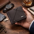 thumbnail image 1 of Cartera de cuero Cartera delgada para hombres con clip para dinero Cartera simple con doble pliegue Carteras para hombres con compartimento para tarjetas de crédito Cartera para hombres con monedero O, 1 of 6