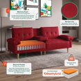 thumbnail image 2 of Sofá Cama De Lino Rojo Modelo Hendrix Makora Con Portavasos, 2 of 8
