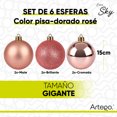 thumbnail image 2 of Esferas para árbol de navidad Artego extra grandes de 15 cm de diámetro paq 6 esferas  Rosé dorado Línea SKY 3 diversos acabados navideños Mate, brillantes, cromadas para colgar Christmas ornaments, 2 of 7