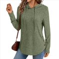 thumbnail image 2 of Sudadera con Capucha de Punto Acanalado Suave para Mujer, Suéter de Larga, Sudadera Ligera y Acogedora para Otoño. Verde XL, 2 of 6