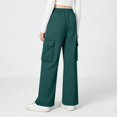 thumbnail image 4 of Pantalones de pana para niñas, cintura elástica, corte holgado, cordón ajustable, bolsillos, pantalones casuales para niñas con pana de mezcla de algodón de textura suave, tallas de 5-6 a 14-15 años., 4 of 5