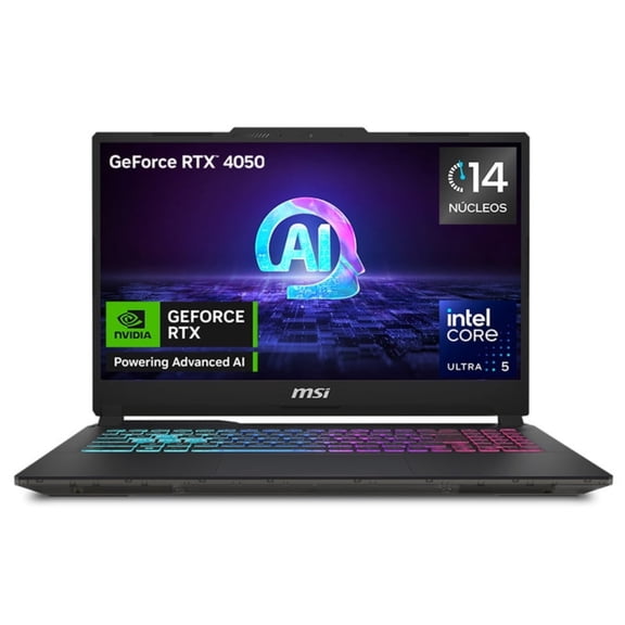 Laptop Gaming MSI Cyborg 15 AI A1VEK NVIDIA GeForce RTX 4050 Intel Core Ultra 5-125H 16GB RAM 512GB SSD